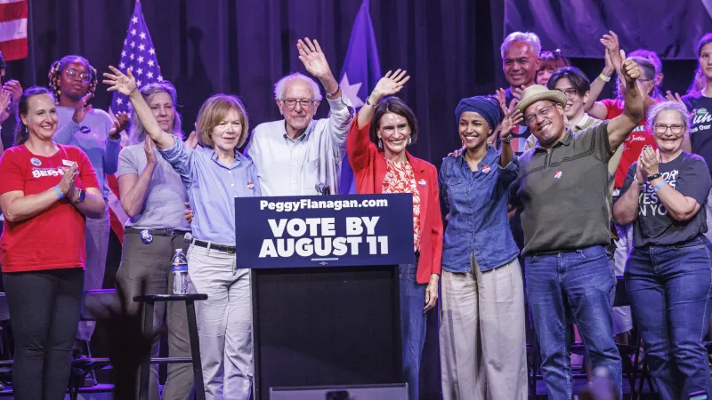 Bernie Sanders boosts Flanagan at First Avenue rally