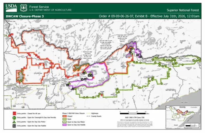 Additional BWCAW entry points and recreational sites reopen as wildfire conditions improve