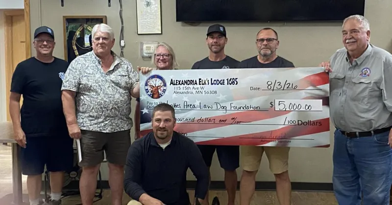 Lakes Area Law Dog Foundation receives big donation from Elks Lodge in Alexandria