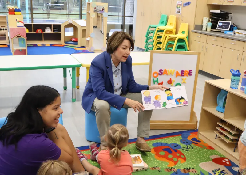 Sen. Klobuchar tours Kids Rock! Child Care Center Tuesday