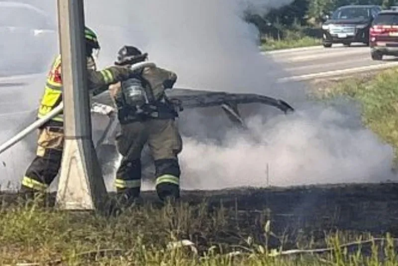 Fiery Collision At County Road Intersection Leaves SUV Fully Engulfed