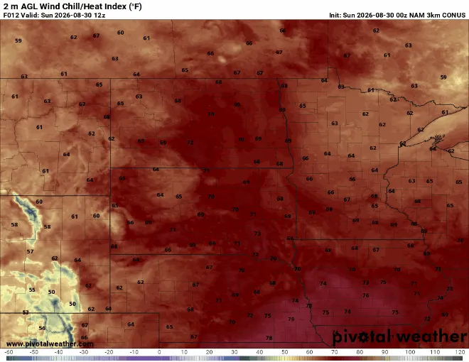 Hot and muggy weather settles in for Sunday