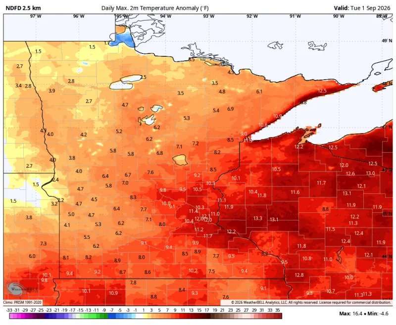 Hot start to September with spotty rain chances