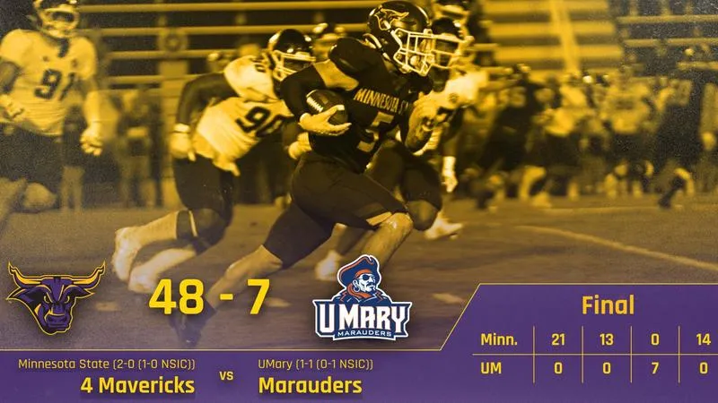 No. 4 Mavericks Sink Marauders 48-7 in NSIC Opener