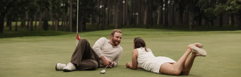 Golf Themed Engagement Session at Bunker Hills Golf Course