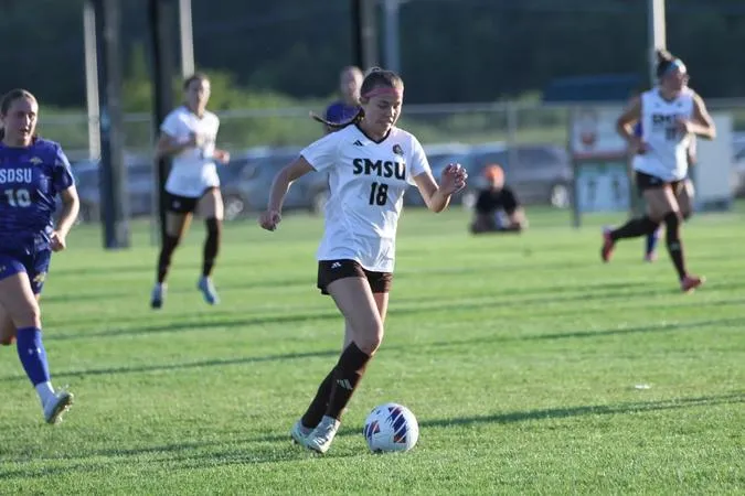 Backes buries two goals to pace Mustangs to road victory