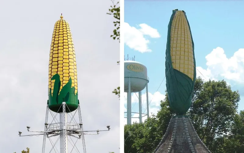 Two Corn Statues Tower Over Minnesota