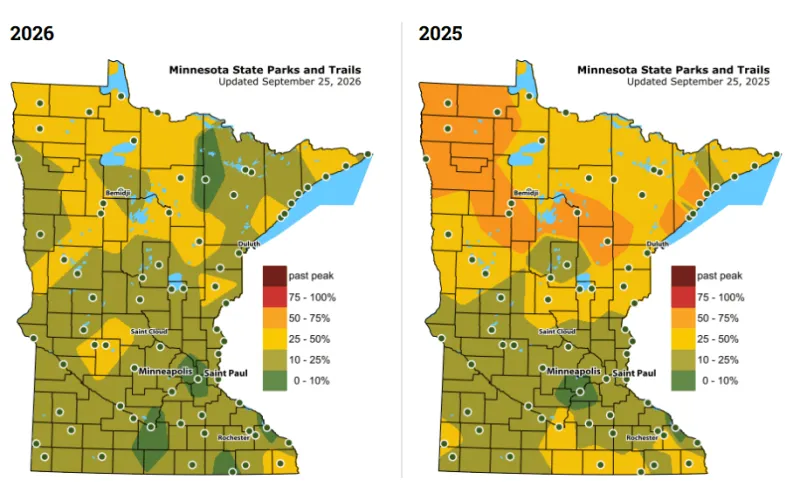 Fall color season getting a later start in northern Minnesota