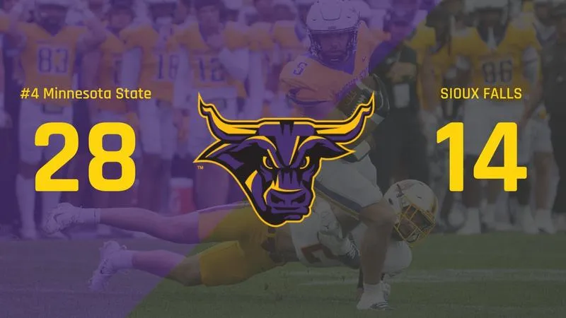 No. 4 Mavericks Survive Test from Sioux Falls, for Fifth-Straight Victory, 28-14