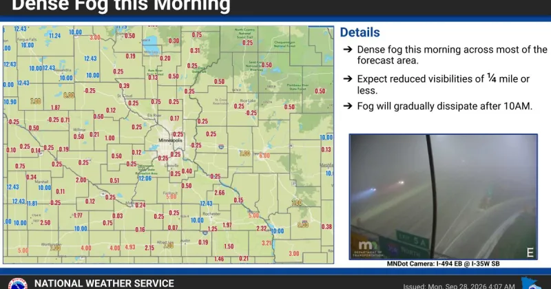 Dense Fog Advisory for much of the area this morning (Monday)