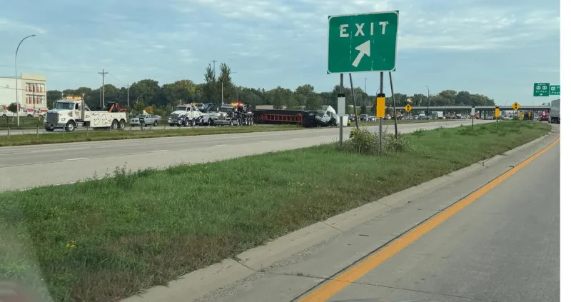 Overturned Semi Blocking Part of Hwy. 63 South in Rochester