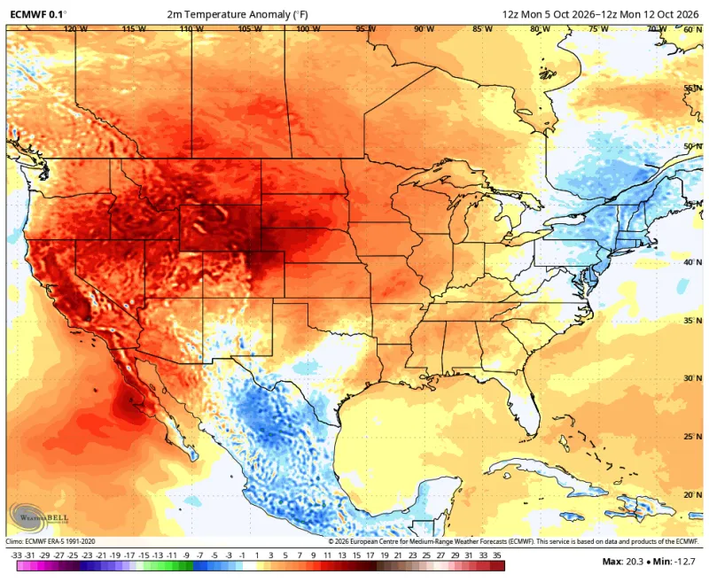 Above normal temperatures all week and dry