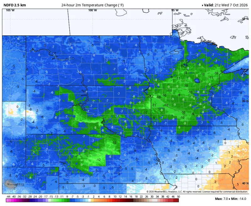 Cooler but still warmer than normal Wednesday through Friday