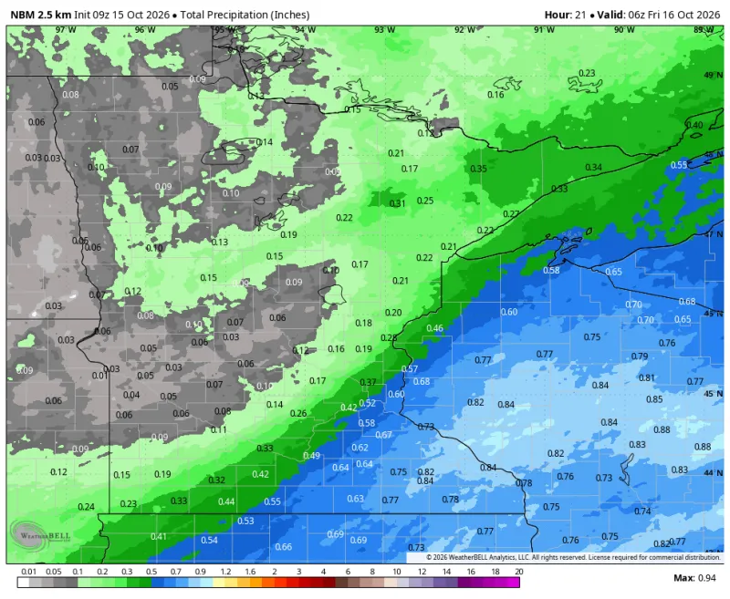 Rain showers Thursday followed by a brief blast of cold