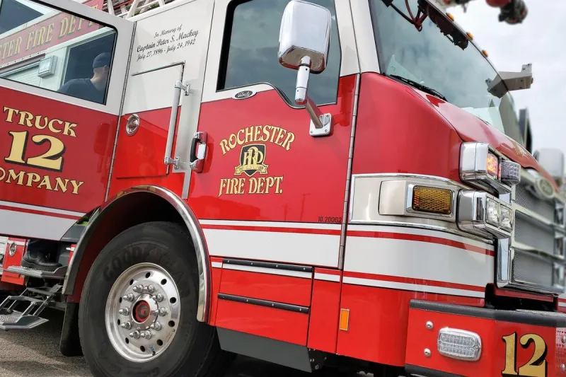 Combine Destroyed by Fire East of Rochester Near Chester