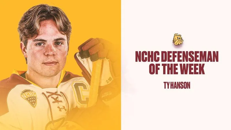 Hanson Earns NCHC Defenseman of the Week for Second Time this Season