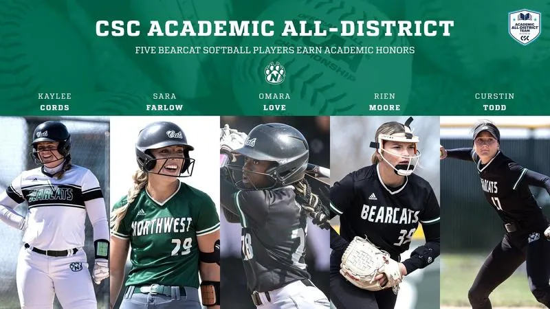 Five Bearcat softball players earned CSC Academic All-District honors