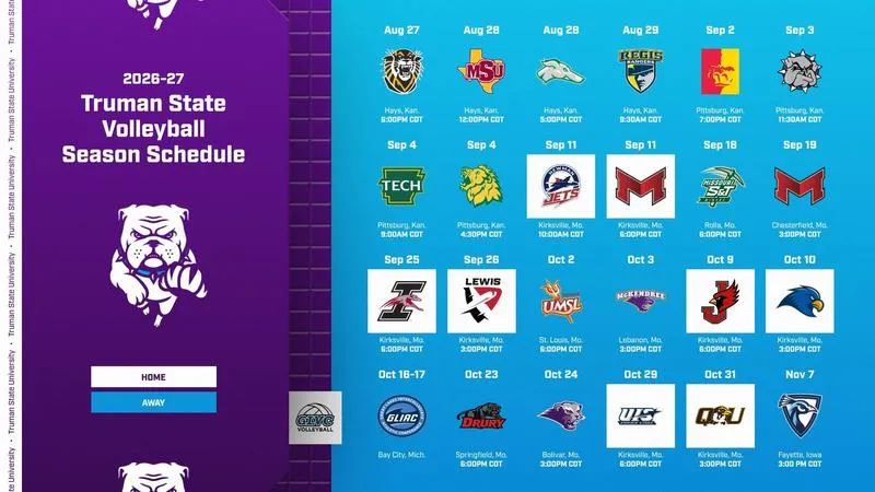 Truman State Volleyball Announces 2026 Schedule