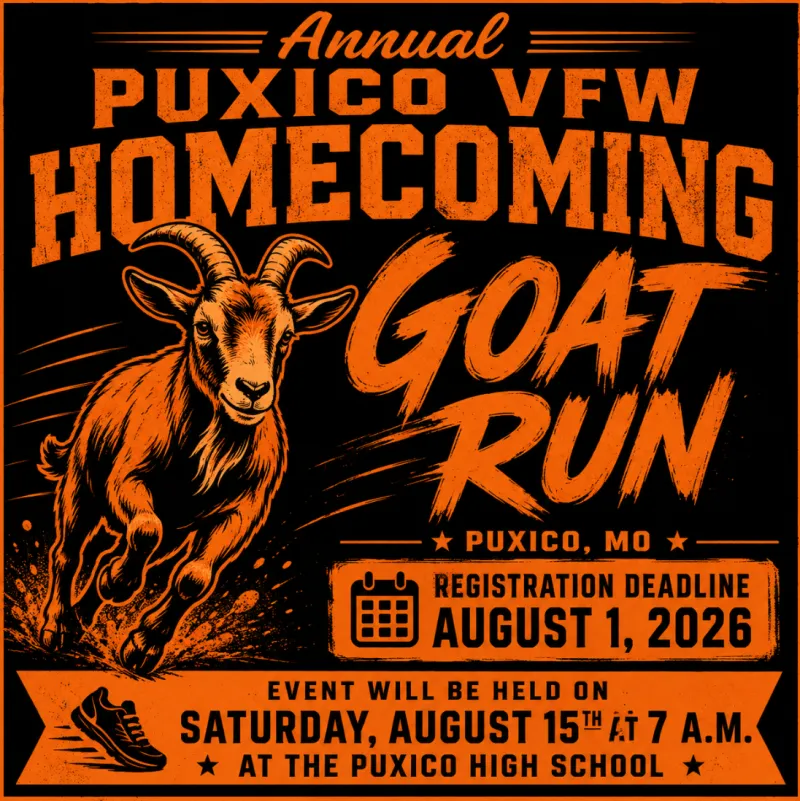Annual Puxico VFW Homecoming Goat Run Scheduled, Registration Deadline August 1st
