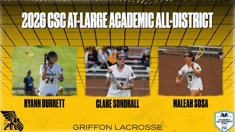 Griffon Lacrosse earns three CSC Academic All-District selections