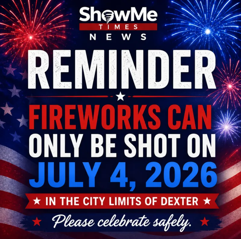 Reminder Fireworks Can Only Be Shot on 4th of July in the City Limits of Dexter