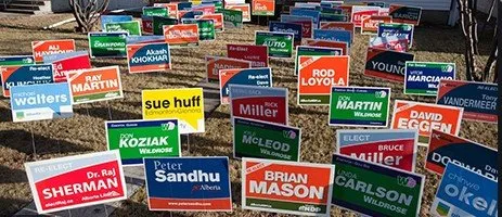 Political signs not allowed on highway right of way