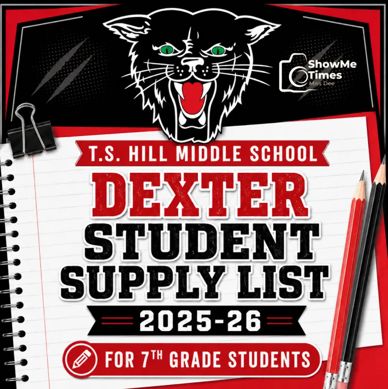 T.S. Hill Middle School - Dexter Student Supply List 2026-27 for 7th Grade Students.