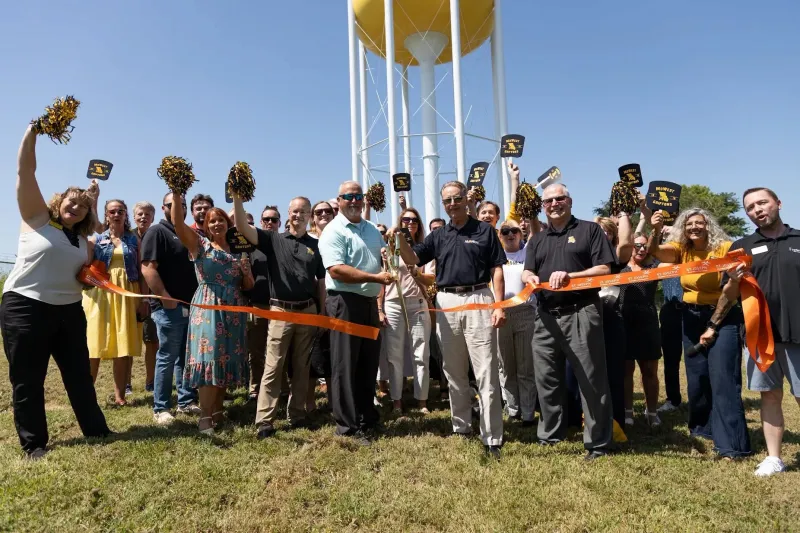Refurbished water tank on I-29 features MoWest branding