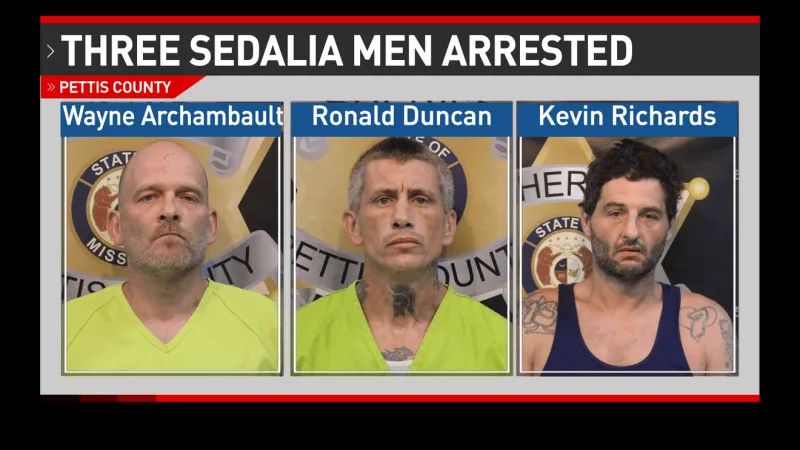 Three Sedalia men arrested after search warrant uncovers meth, stolen copper wire