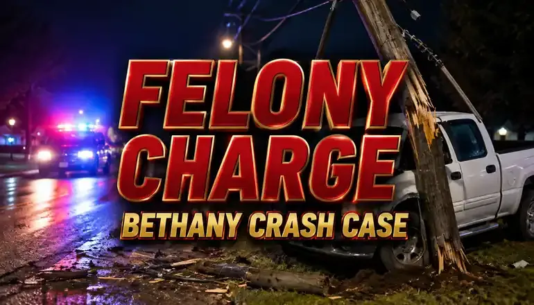 Eagleville man charged after crash in Bethany damages electric pole