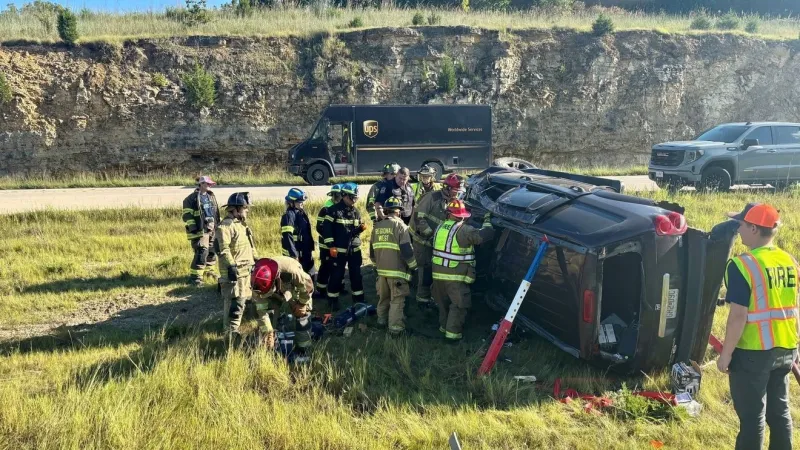Driver extricated after vehicle overturned in Cole County