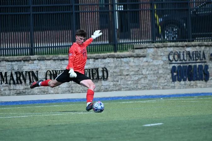 Men's Soccer Earns First Win Behind Sutton's Two-Goal Game