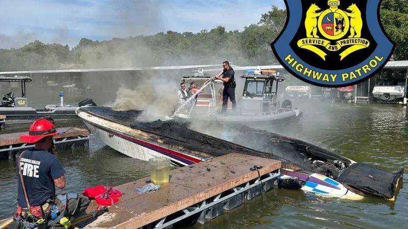 Boat fire at the Lake of the Ozarks