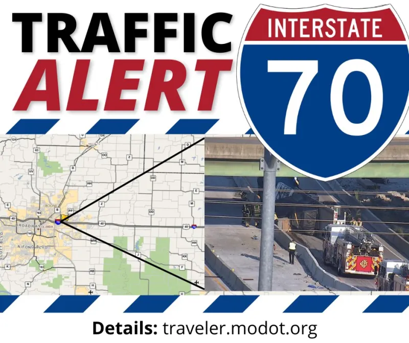 UPDATE: Westbound I-70 near 63 connector in Columbia blocked due to overturned tractor trailer