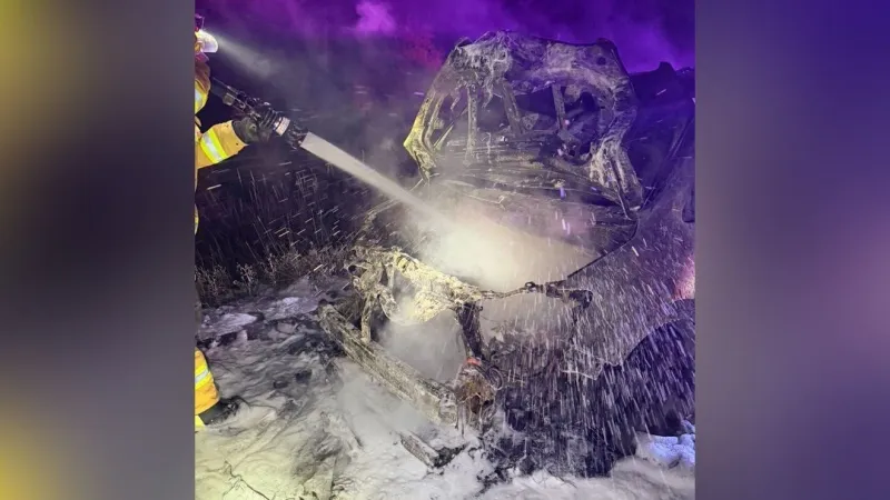 Car engulfed in flames causes I-70 median fire in Montgomery County