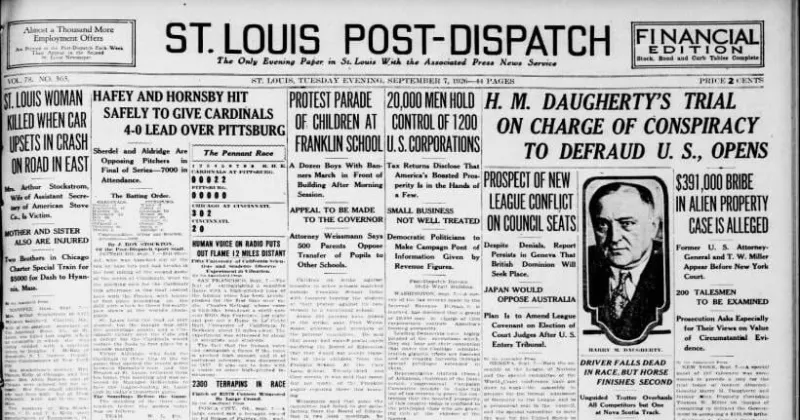 See the Sept. 7, 1926, front page: Protest parade of children at Franklin School