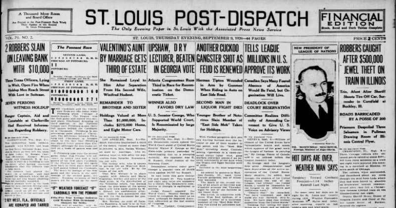 See the Sept. 9, 1926, front page: Another Cuckoo gangster shot as feud is renewed