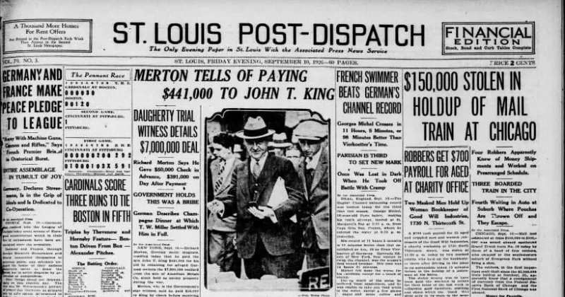 See the Sept. 10, 1926, front page: Robbers get $700 payroll for aged at charity office