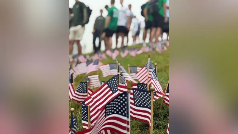 Blair Oaks students place American flags to honor September 11th