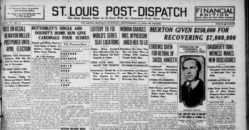 See the Sept. 13, 1926, front page: Vote on recall of Mayor Miller postponed until April