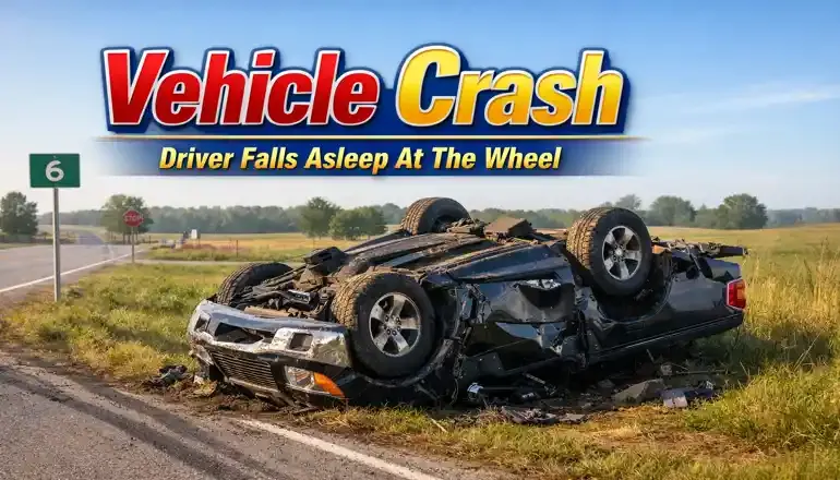 Driver hurt after falling asleep and overturning north of Tenmile