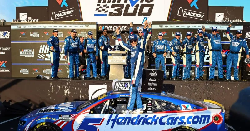 Larson ends 51-race winless streak, boosts NASCAR title hopes in Hendrick 1-2 finish at Gateway
