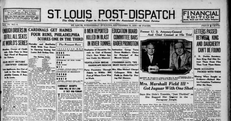 See the Sept. 15, 1926, front page: Enough orders in to fill all seats at World's Series