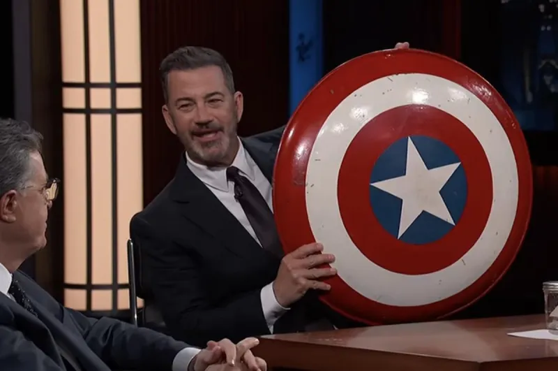 Stephen Colbert Gave His Captain America Shield to Jimmy Kimmel