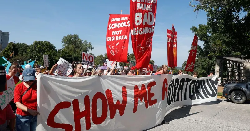 Opponents of data centers host rally at Missouri Capitol