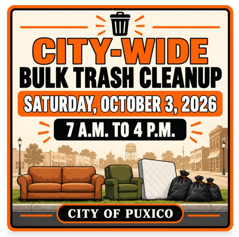 City of Puxico Bulk Trash Cleanup Set for Saturday, October 3rd