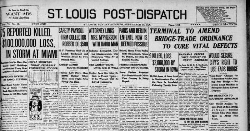 See the Sept. 19, 1926, front page: Move would secure city's right to use Eads Bridge