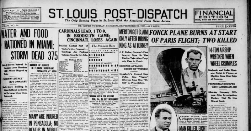 See the Sept. 21, 1926, front page: Man killed, eight hurt in blast at U. City High