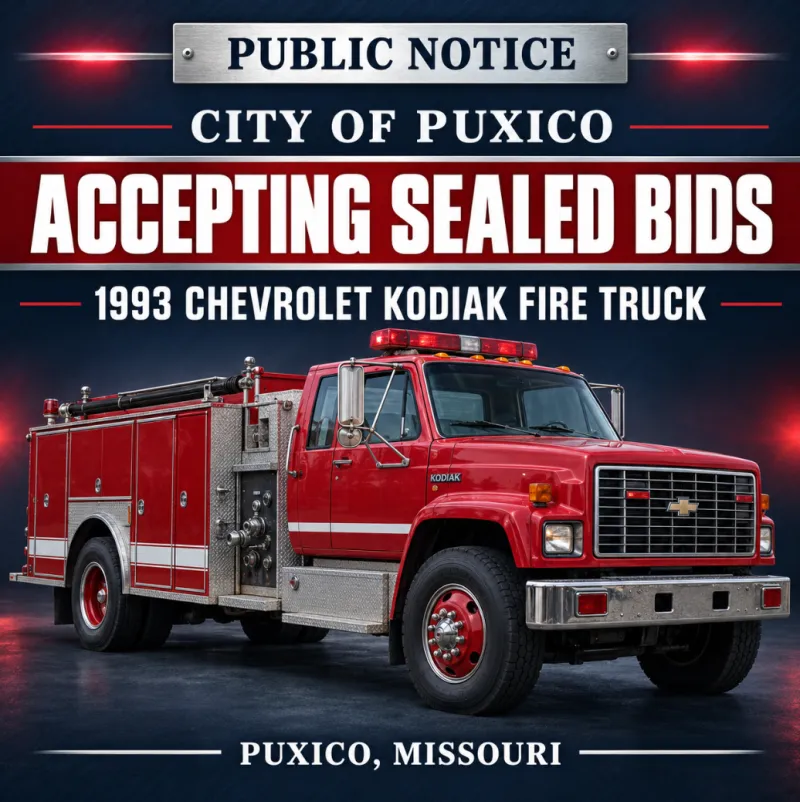 City of Puxico Sealed Bids on 1993 Chevrolet Kodiak Fire Truck