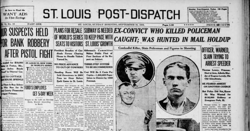 See the Sept. 26, 1926, front page: Subway is needed to keep pace with St. Louis' growth